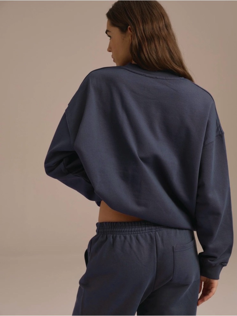 Adanola Women's Navy Logo Crewneck Oversized Sweatshirt - Picture 2 of 4